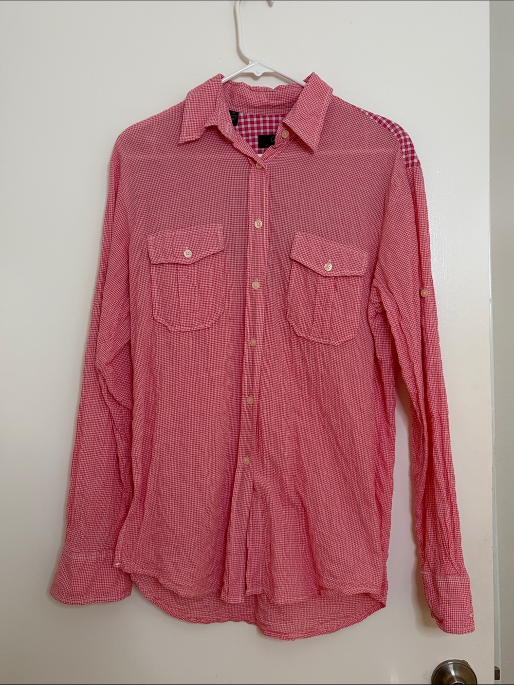 Aqua Men's Casual Button-Down Shirt in Pink